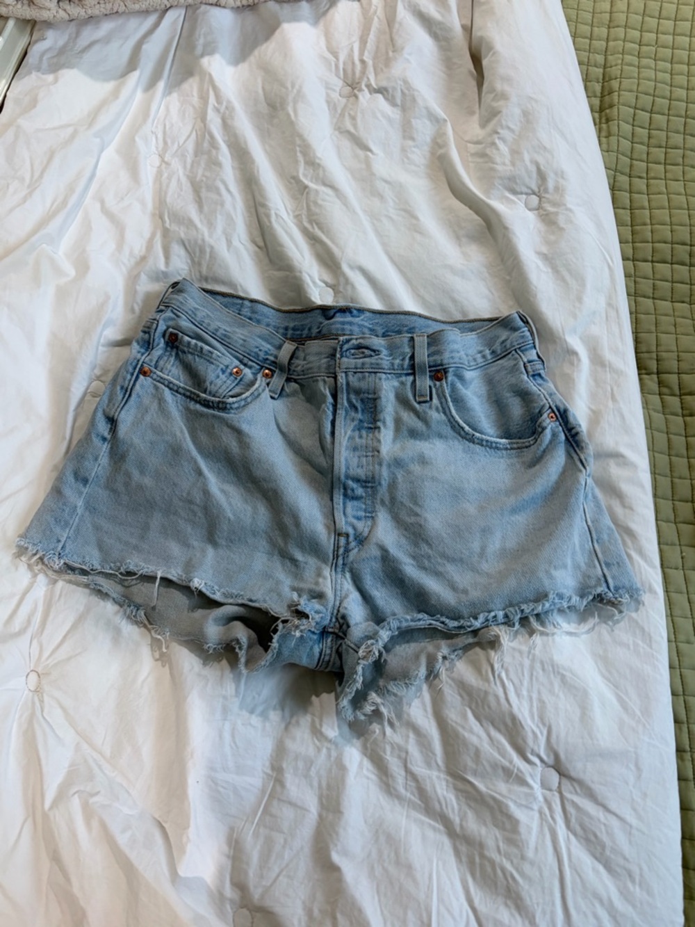 Levi's Light Blue Distressed Denim Cutoff Shorts